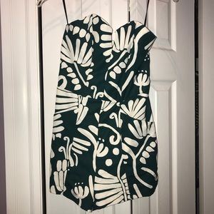 Emerald and white patterned romper